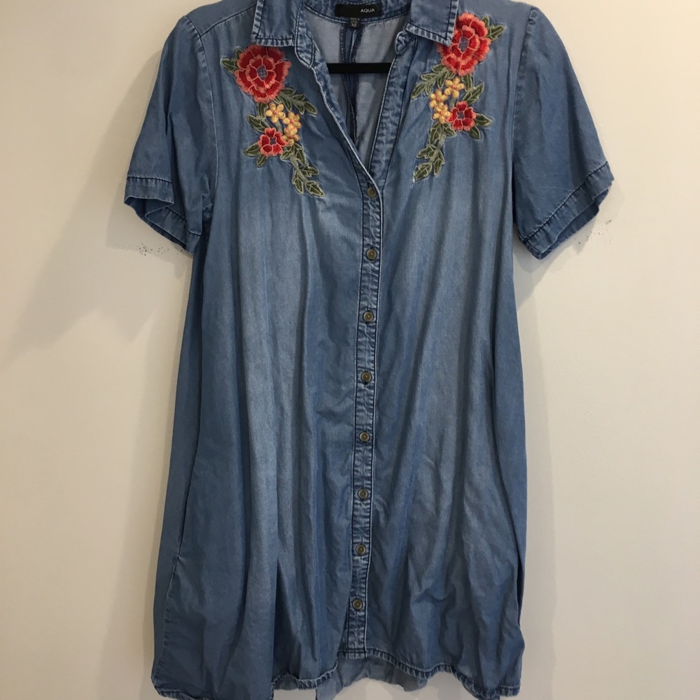 Aqua denim dress